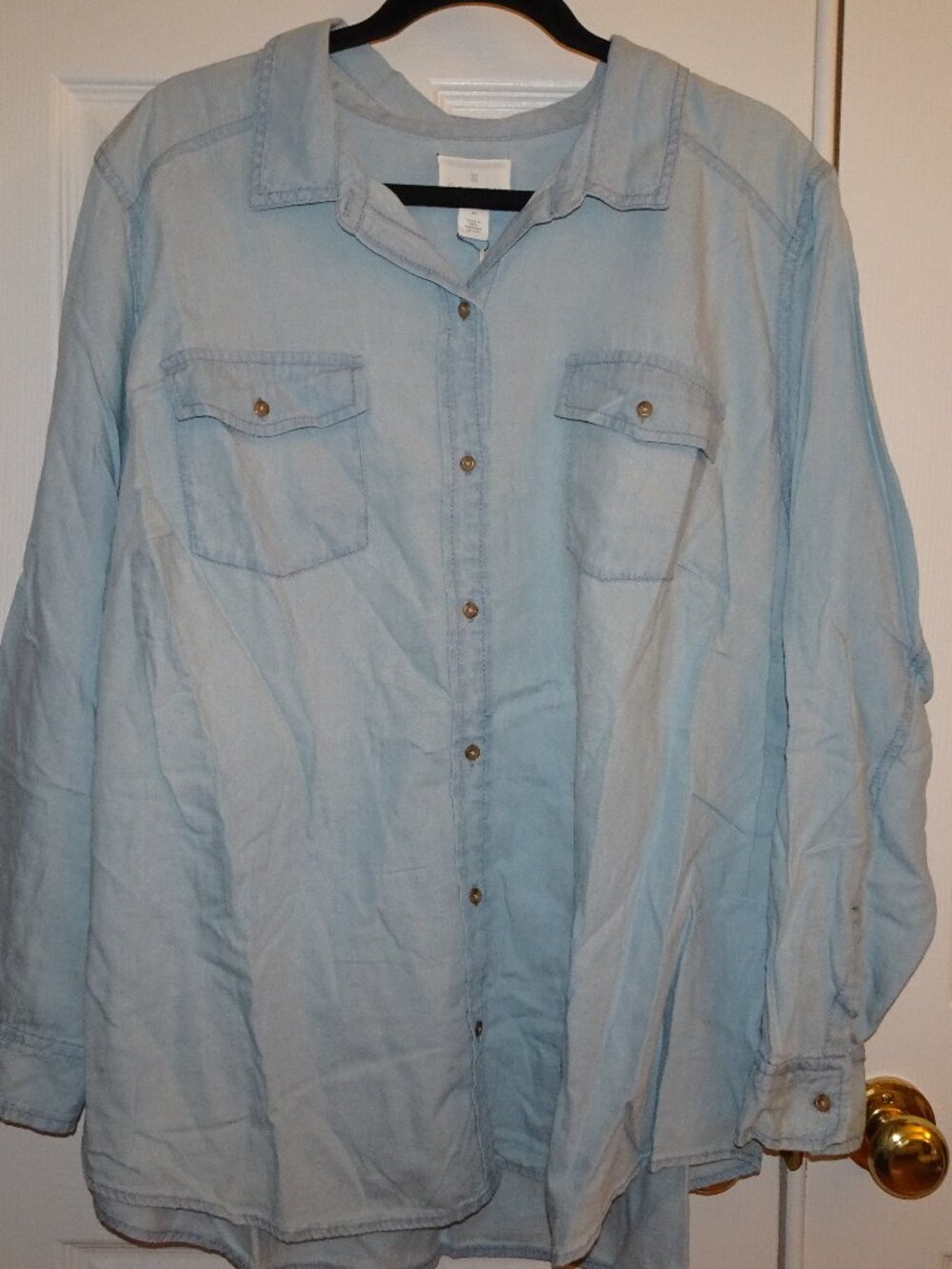 Caslon Nordstrom Plus Size Button up denim colored shirt